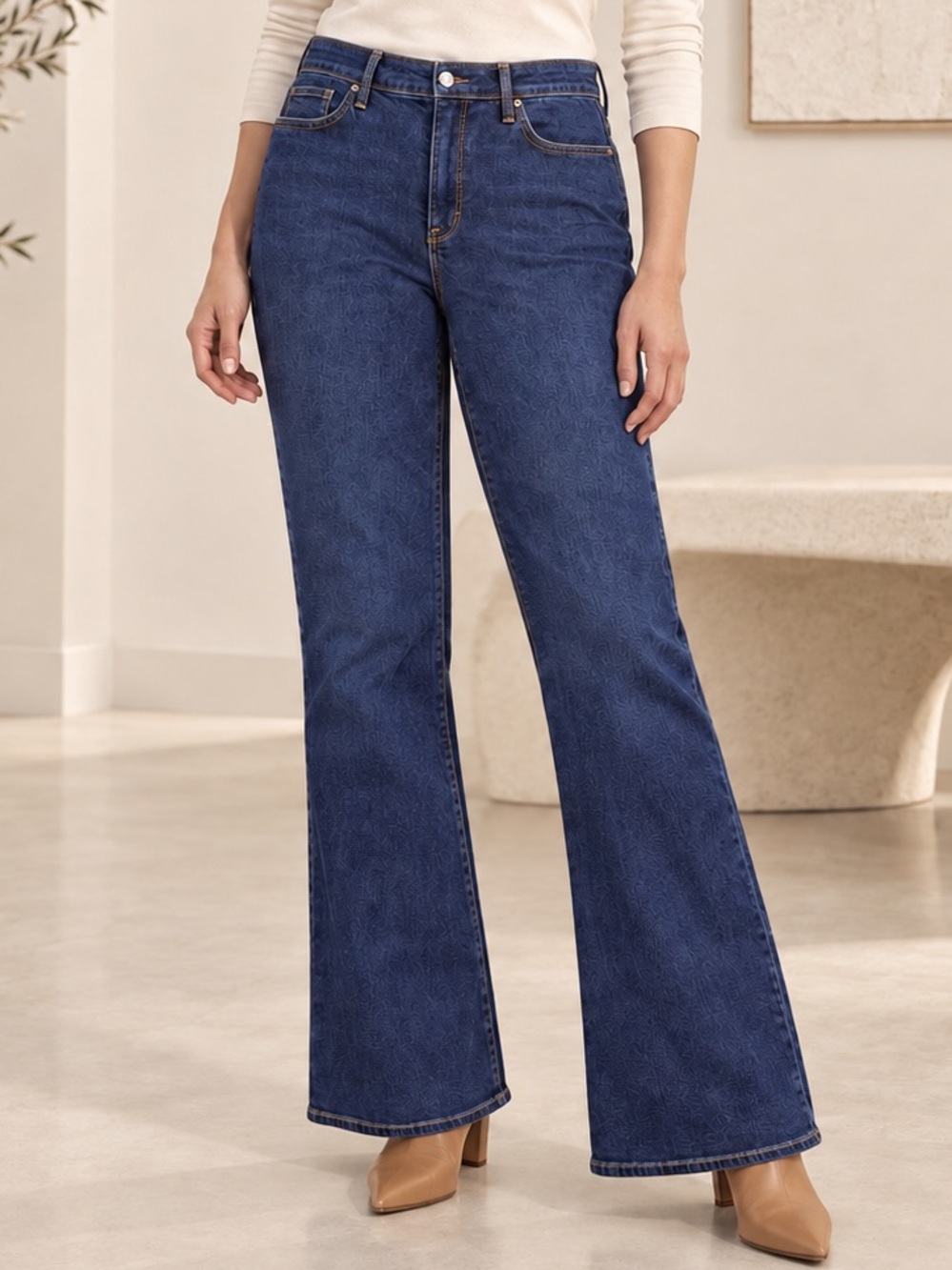 NYDJ Mia Palazzo Dark Blue Super-Flared Wide-Leg Jeans